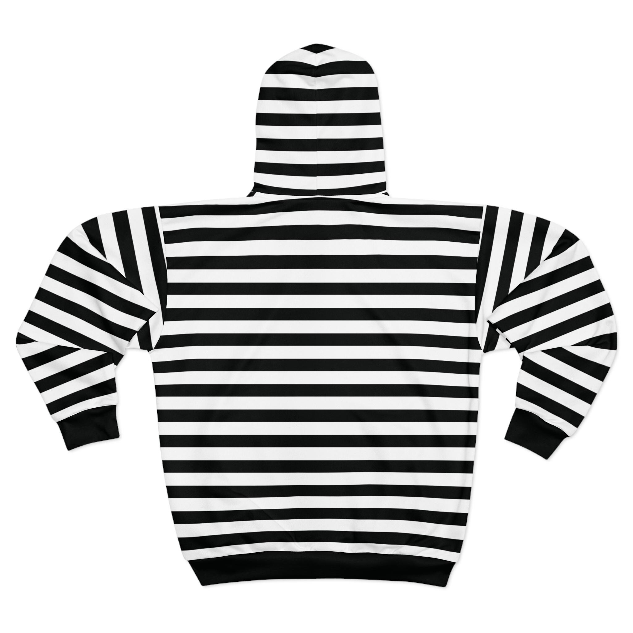 Black & White Striped Zip Hoodie: Y2K Emo Punk Jacket - Etsy