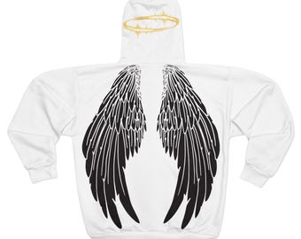 Angel Wings Zip Hoodie: Gothic Y2K Jacket