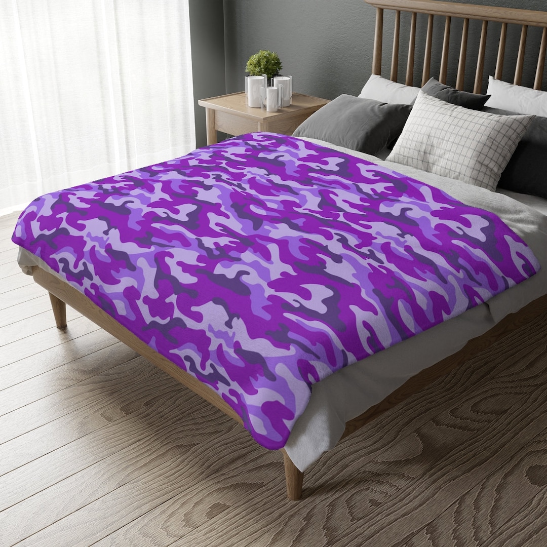 Purple Camo Blanket Purple Camouflage Throw Blanket Velveteen Camo