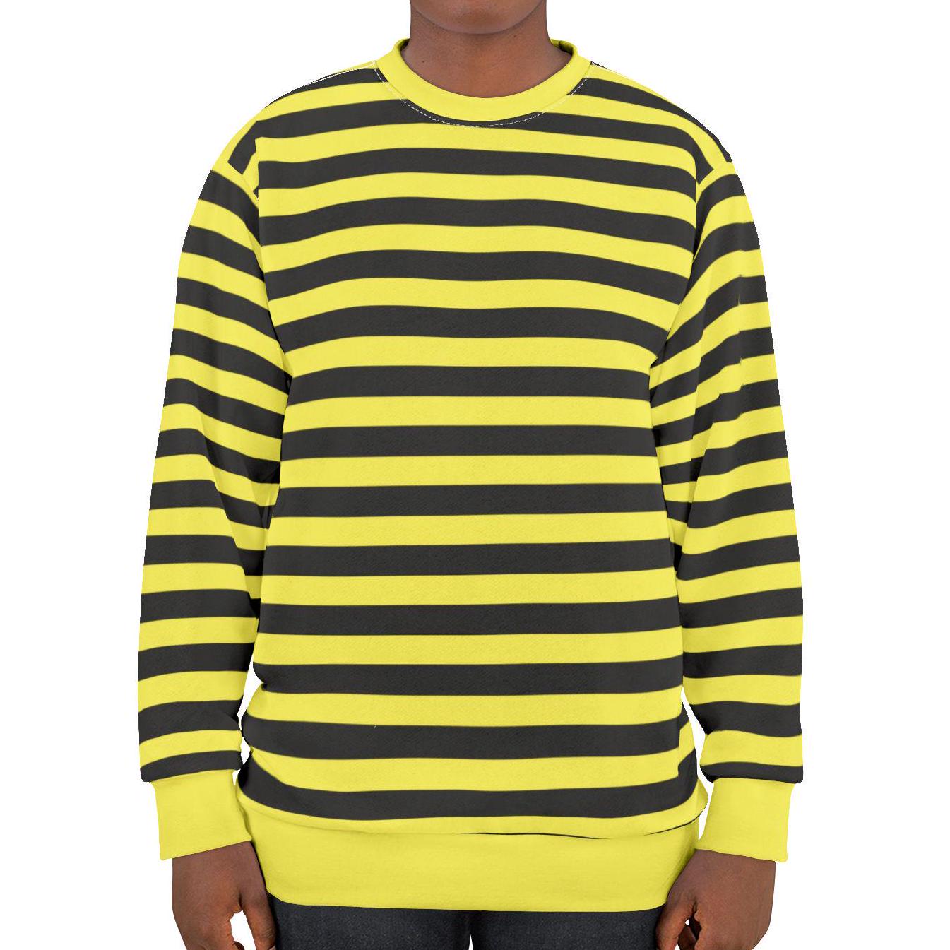 Long Sleeve Black And Yellow Striped Sweatshirt Yellow Striped