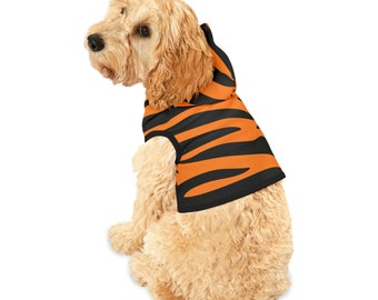 Tiger Dog Hoodie Orange Pet Hoodie Tiger Striped Dog Shirt Orange & Black Bengal Tiger Striped Pet Clothes Matching Dog Hoodie Gift Idea