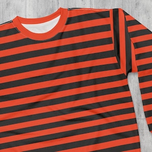 Orange Striped Sweatshirt Gothic Sweatshirt Emo Sweatshirt Striped Orange & Black Skater Sweater Rocker Sweatshirt Retro 80&#39;s Sweatshirt