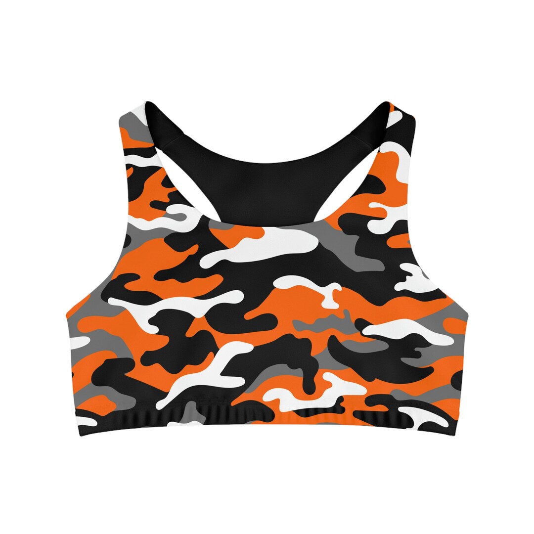 Orange Camo Sports Bra Camouflage Cincinnati Bra Camo Matching Sports