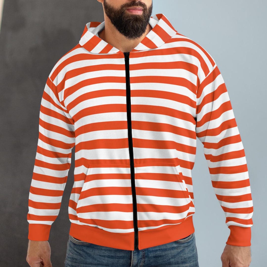 Orange Striped Zip Hoodie: Y2K Skater Jacket School Team Colors - Etsy