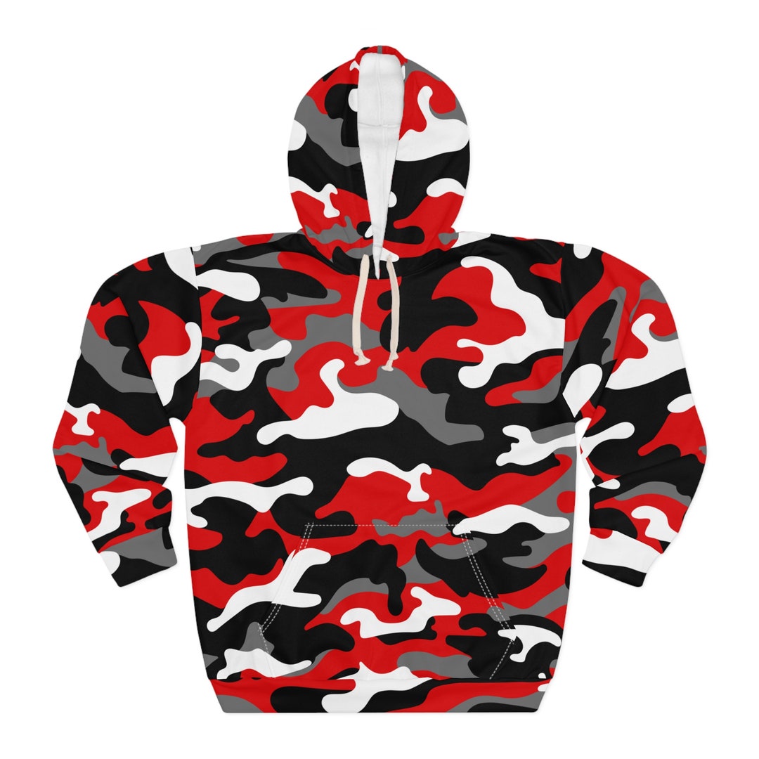 Red Camo Hoodie Black & Red Camouflage Hoodie Men's Red Camo Hoodie