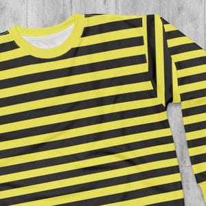 Felpa a righe gialle, felpa a righe con ape, felpa skater, maglione a righe giallo e nero, felpa rocker, felpa retrò anni &#39;80