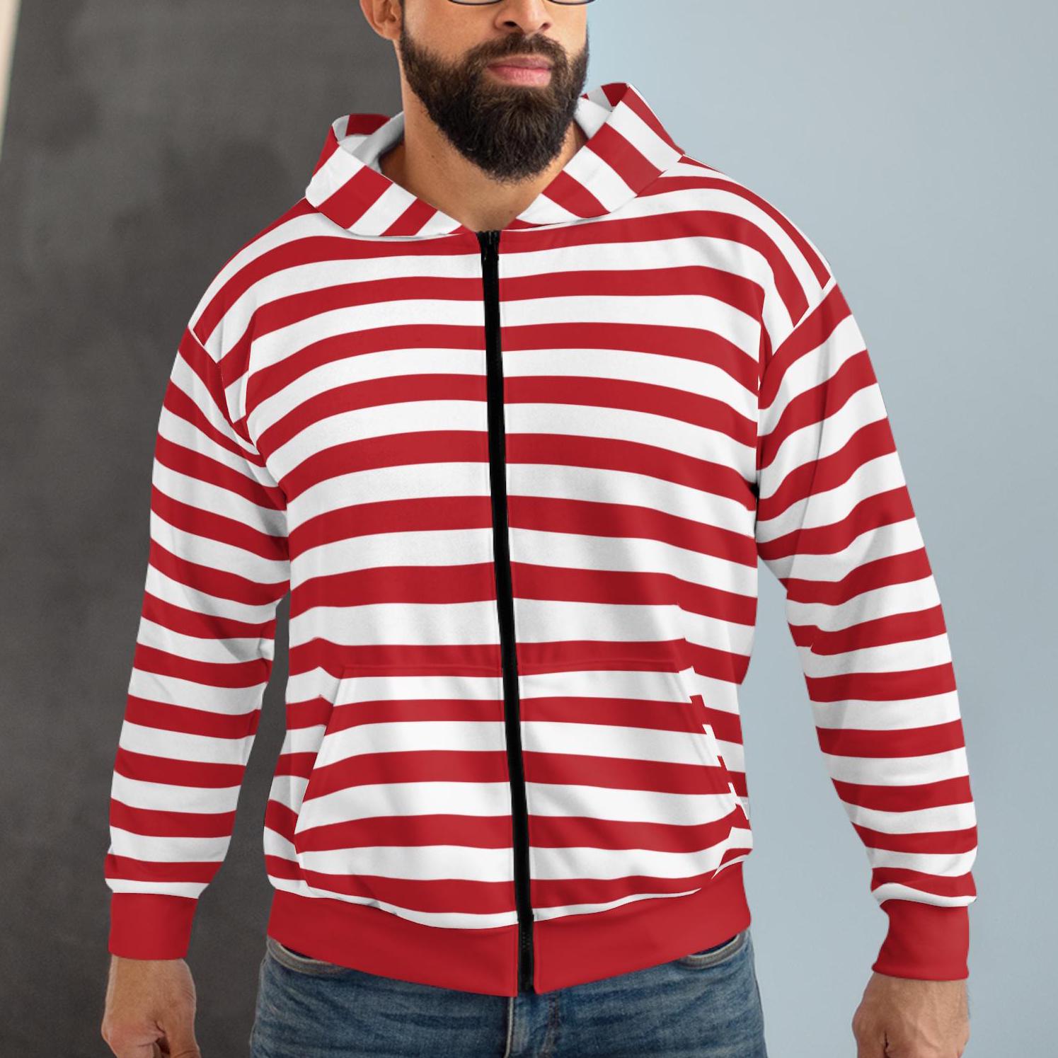 Red and White Striped Zip Hoodie: Y2K Skater Jacket - Etsy