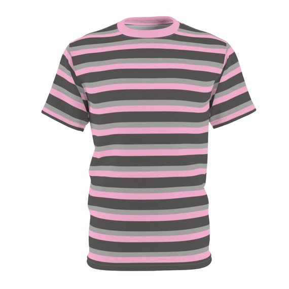 Pink & Gray Striped T-shirt Short Sleeve Pink Striped Shirt