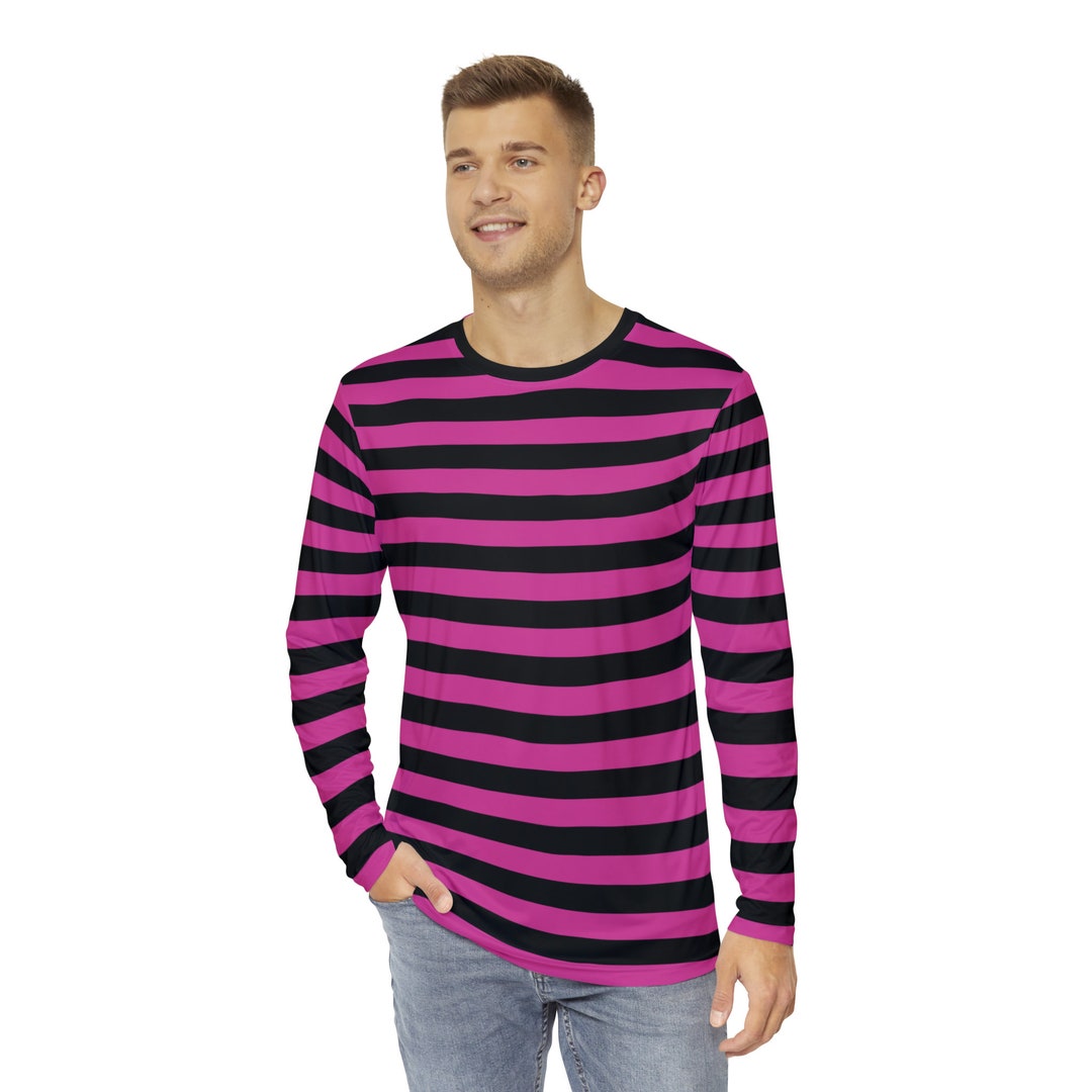 Pink & Black Striped Tshirt Men's Striped Tshirt Pink Long Sleeve