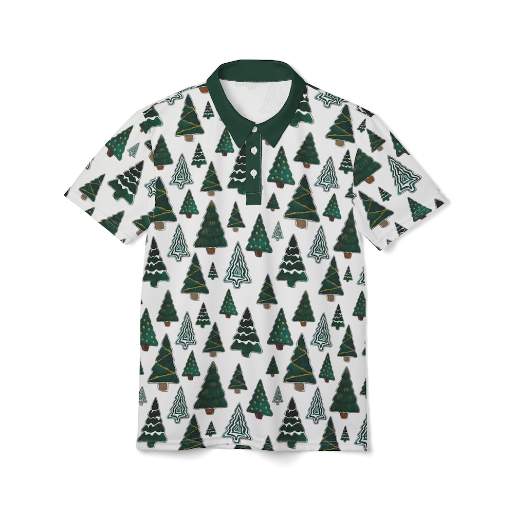 Christmas Tree Polo Shirt Christmas Polo Shirt Green & White Christmas Cookie Polo Unisex Short Sleeve Green Christmas Polo