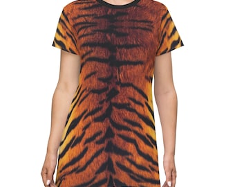 Tiger Print T-Shirt Dress: Women&#39;s Polyester Loungewear