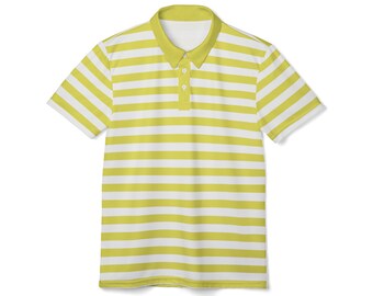 Yellow Striped Polo Shirt: Lightweight Short Sleeve
