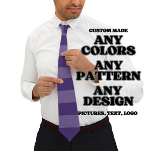 Custom Color Necktie: Personalized Wedding Tie, Photo or Text Gift