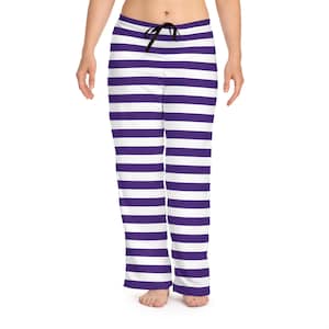 Purple Striped Pajama Pants: Soft Polyester Jersey, Team Colors