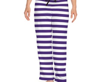 Purple Striped Pajama Pants: Soft Polyester Jersey, Team Colors