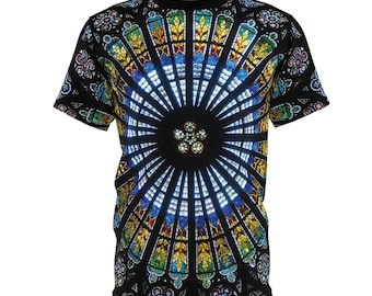Stained Glass Rose Window T-Shirt: Gothic Cathedral Architecture