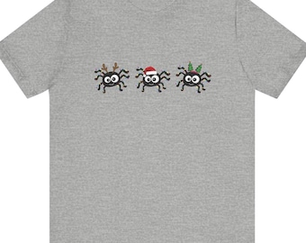 Camiseta navideña con araña, camiseta gráfica navideña de moda