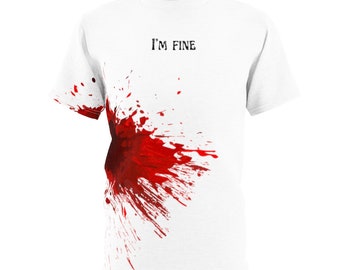 I'm Fine T-Shirt Bloody T-Shirt Dripping Blood Shirt Bleeding Gothic Shirt Halloween Costume Short Sleeve Bleeding T-Shirt