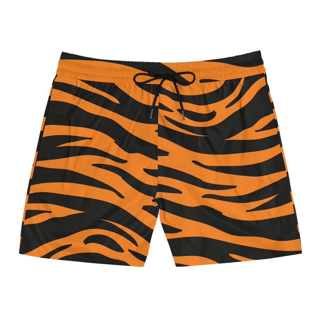 Men's Orange & Black Swim Trunks Bengal Tiger Stripe Swim Trunks Animal ...