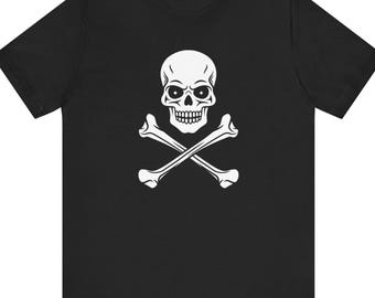 Skull & Crossbones Embroidered T-shirt – Minimal Gothic Punk Tee
