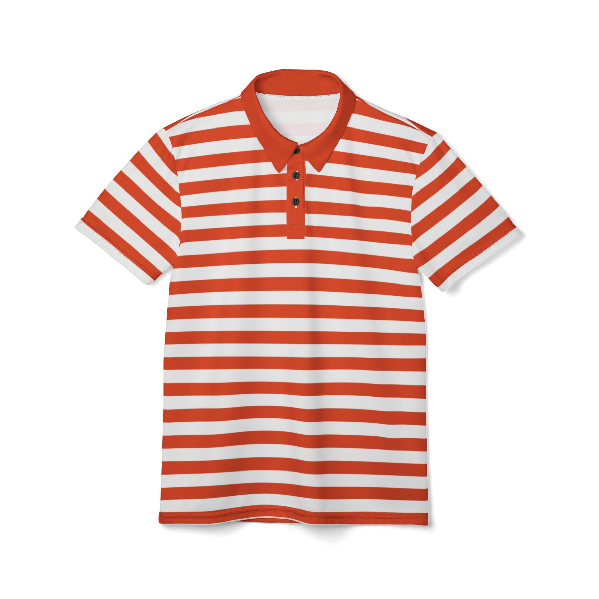 Orange Striped Polo Shirt: Short Sleeve Polyester Print - Etsy
