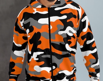 Orange & White Striped Zip Hoodie: Y2K Skater Jacket - Etsy