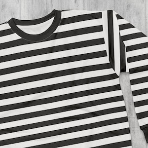 Black & White Striped Sweatshirt Gothic Sweatshirt Emo Sweatshirt Black And White Sweater Long Sleeve Trendy Sweatshirt