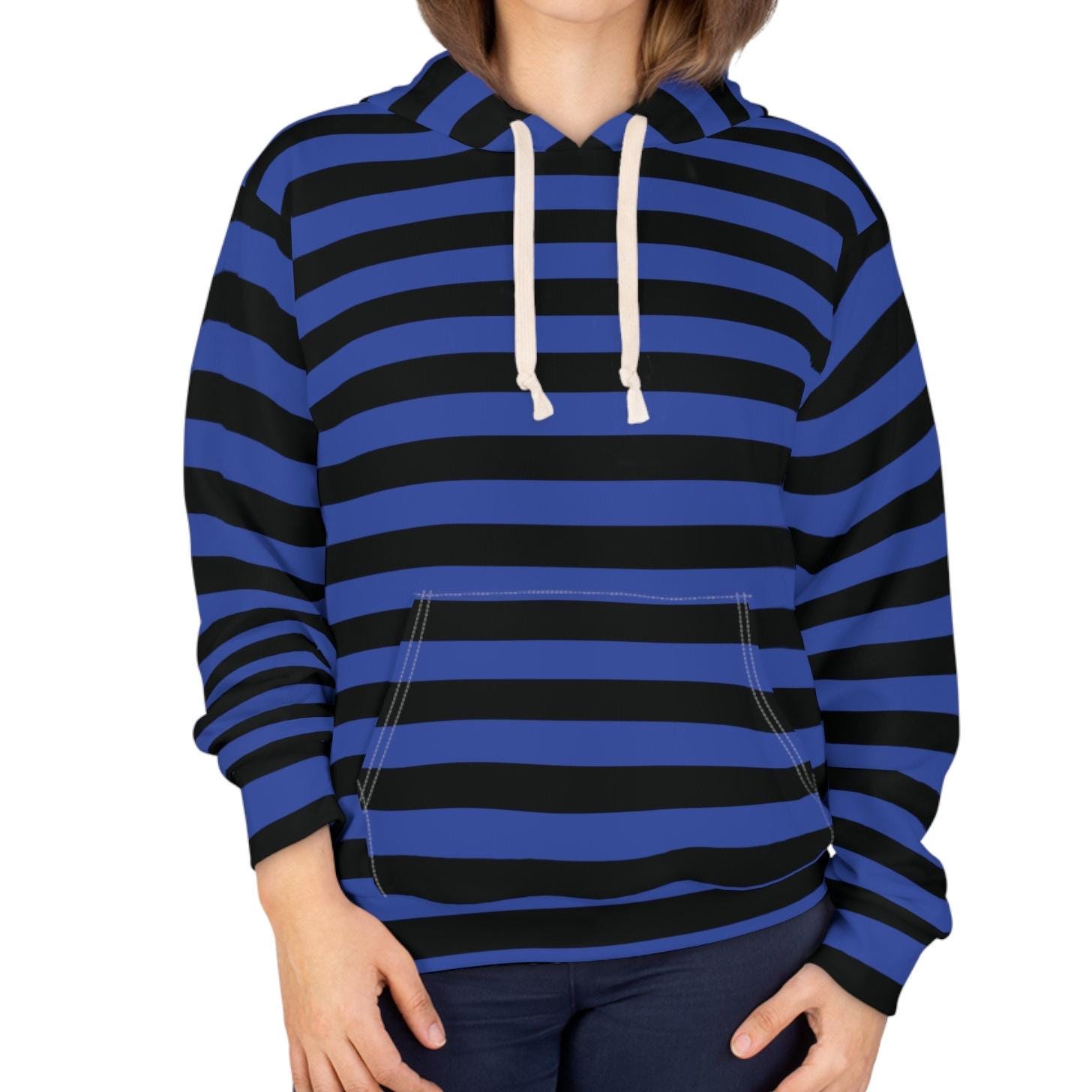 Black & Blue Striped Hoodie: Unisex All Over Print Team Colors - Etsy
