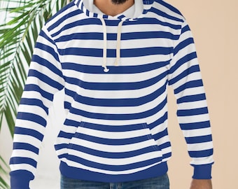 Blue & White Striped Hoodie AOP Team Colors