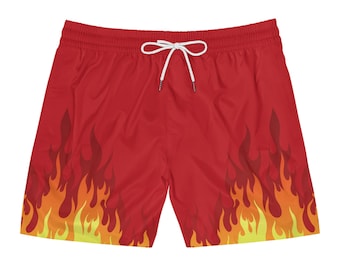 Feuer-Badehose, rote Flamme, Badeshorts, roter Badeanzug für Herren, Geschenk für Ihn