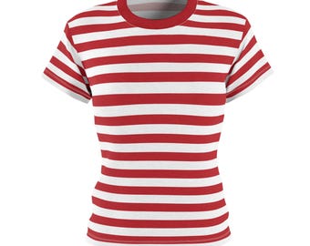 赤と白のストライプのTシャツ、赤のストライプのシャツ、赤と白の