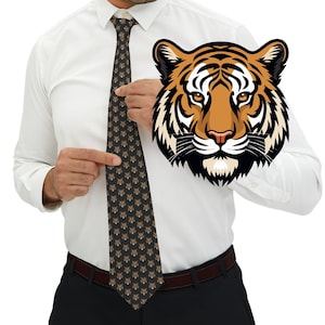 Tiger Necktie Bengal Tiger Necktie Tiger Face Tie Cincinnati Necktie Football Fan Necktie Tiger Gift For Him Tie Bengal Necktie Gift For Dad
