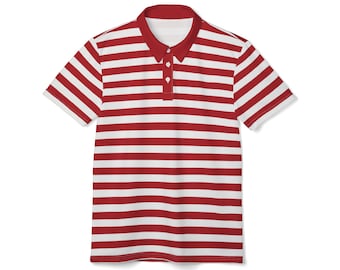 Red and White Striped Polo Shirt