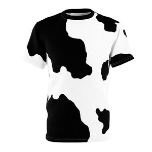 Cow Print T-Shirt Black & White Tshirt Animal Print T-Shirt Men's Cow Print Tshirt Women's Cow Short Sleeve T-Shirt Unisex Cow Print Shirt
