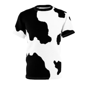 Cow Print T-Shirt Black & White Tshirt Animal Print T-Shirt Men&#39;s Cow Print Tshirt Women&#39;s Cow Short Sleeve T-Shirt Unisex Cow Print Shirt