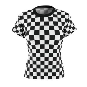 Checkerboard T-Shirt: Retro Black & White Checkered Print - Women&#39;s Tee