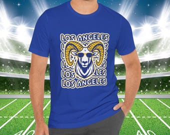 Camiseta de fútbol de Los Ángeles, camiseta gráfica retro de carnero, camiseta de mascota de Los Ángeles