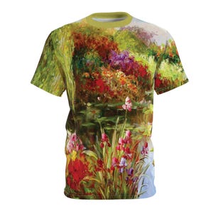 T-shirt Claude Monet, peinture pont nénuphars, art célèbre, peinture, artiste, t-shirt manches courtes, jardin, Monet, idée cadeau