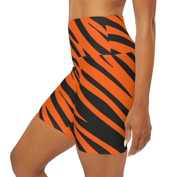 Orange Striped Shorts Bengal Tiger Bike Shorts Orange Black