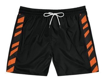 Tiger Gestreifte Badehose Bengal Tiger Seitenstreifen Badeshorts Orange & Schwarz Badehose Herren Badehose Individuelle Badehose Geschenk für Ihn