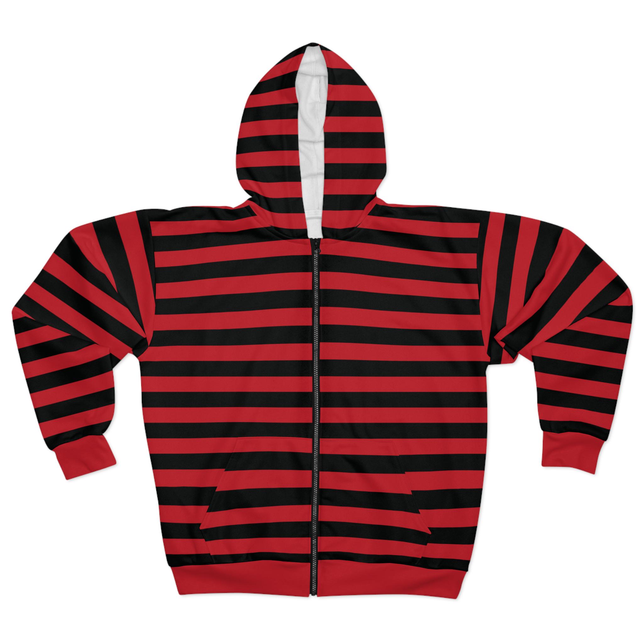 Red & Black Striped Zip Hoodie: Punk Skater Jacket - Etsy