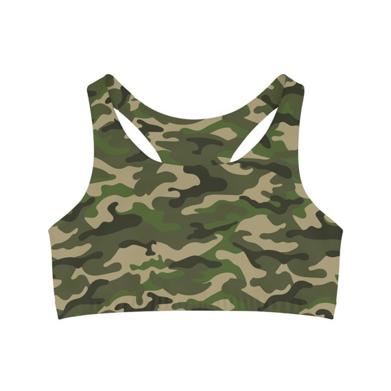 Army Sports Bra Green Camo Sports Bra Matching Camo Gym Clothes Women's  Green Camo Seamless Athletic Bra 