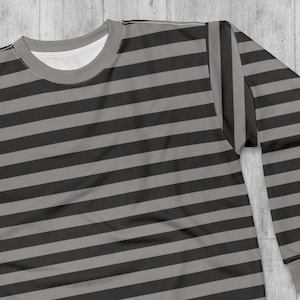 Gray & Black Striped Sweatshirt Gothic Sweatshirt Emo Sweatshirt Black And Gray Sweater Long Sleeve Trendy Sweatshirt