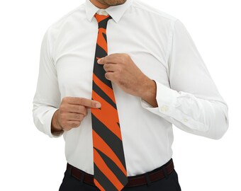 Orange & Black Striped Necktie: Bengal Fan Tie