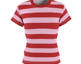 赤と白のストライプのTシャツ、赤のストライプのシャツ、赤と白の