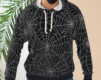 Spiderweb Hoodie: Gothic Style Halloween All Over Print Unisex Sweatshirt
