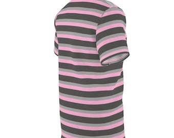 50s ROBROY PRINT NEL SHIRT gray × pink 50s ROBROY PRINT NEL SHIRT gray × pink Pink & Gray Striped T-shirt