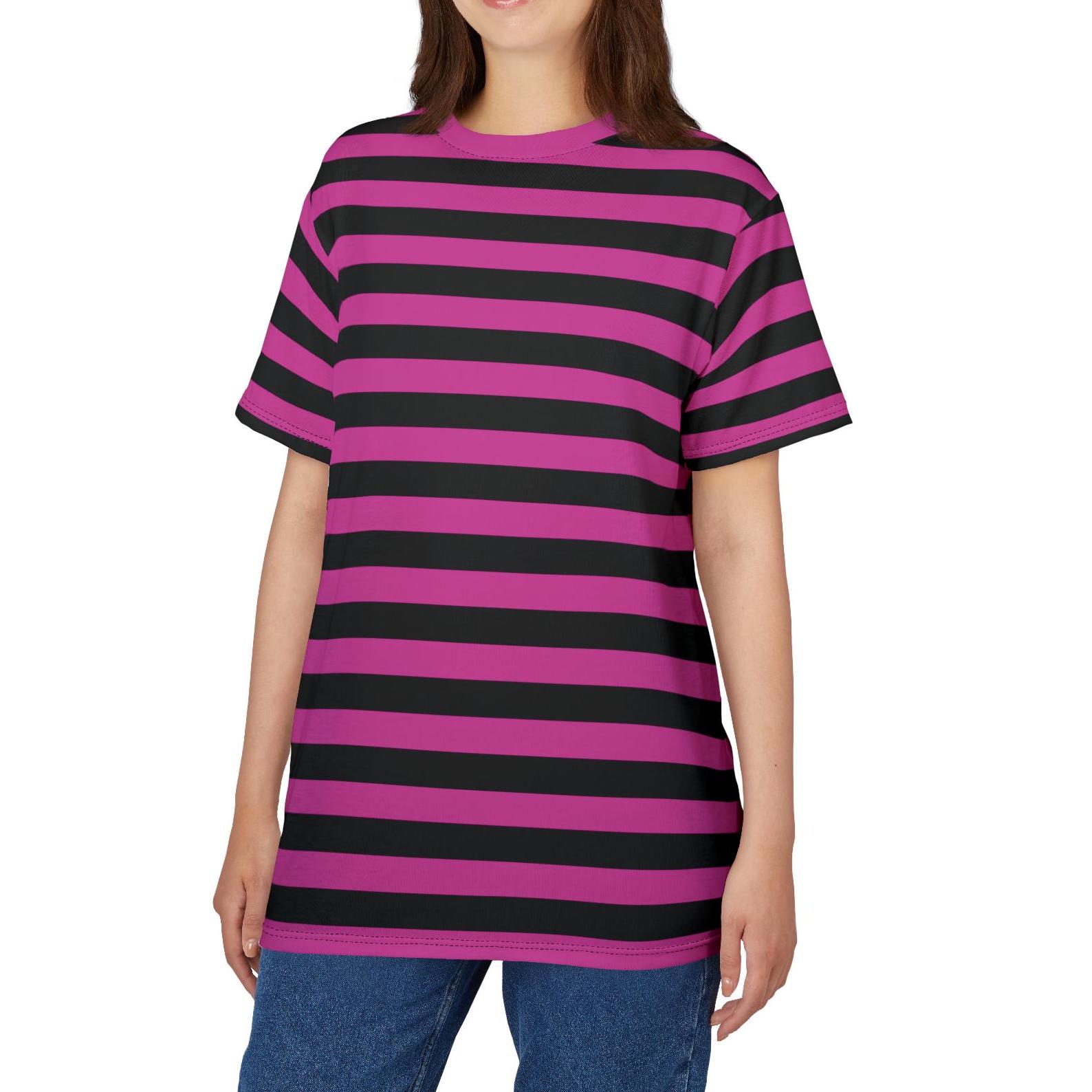 Pink and Black Striped Gothic T-shirt: Emo Punk Rocker Style - Etsy