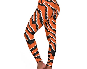 Orange Tiger Leggings Striped Leggings Cincinnati Orange & Black Leggings Women's High Waisted Leggings Orange Tiger Stripe Tights Gift Idea