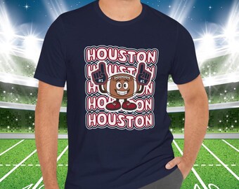 Camiseta de Houston con gráfico de mascota de fútbol retro, estilo vintage, regalo para fanáticos